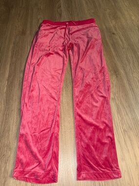 Hot Pink Velour Flare Pants Womens Medium Y2K Barbiecore Drawstring Lounge
